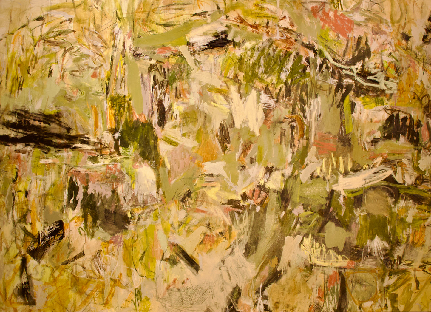 Jardín Mágico, acrylic and oil pastel on canvas, 52in x 72in, by Carmen Peer