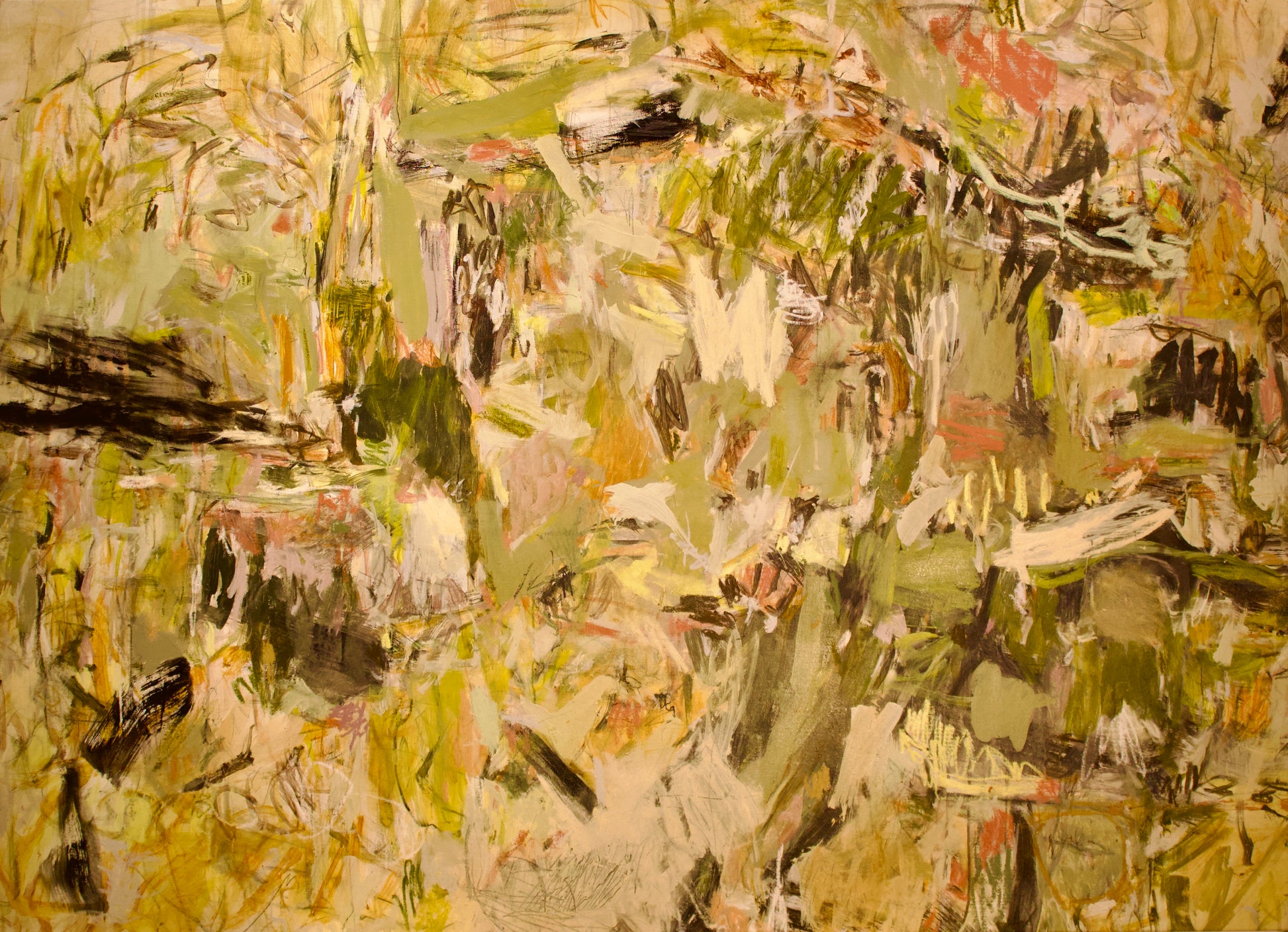 Jardín Mágico, acrylic and oil pastel on canvas, 52in x 72in, by Carmen Peer