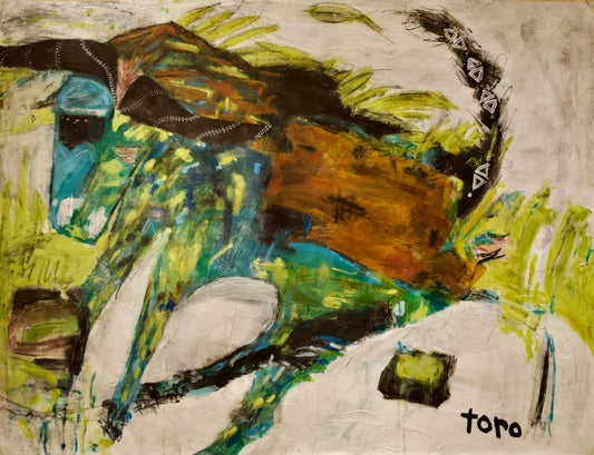 Toro, acrylic on paper, 38in x 50in, by Carmen Peer